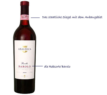 Der DOC-Wein Araldica Barolo.